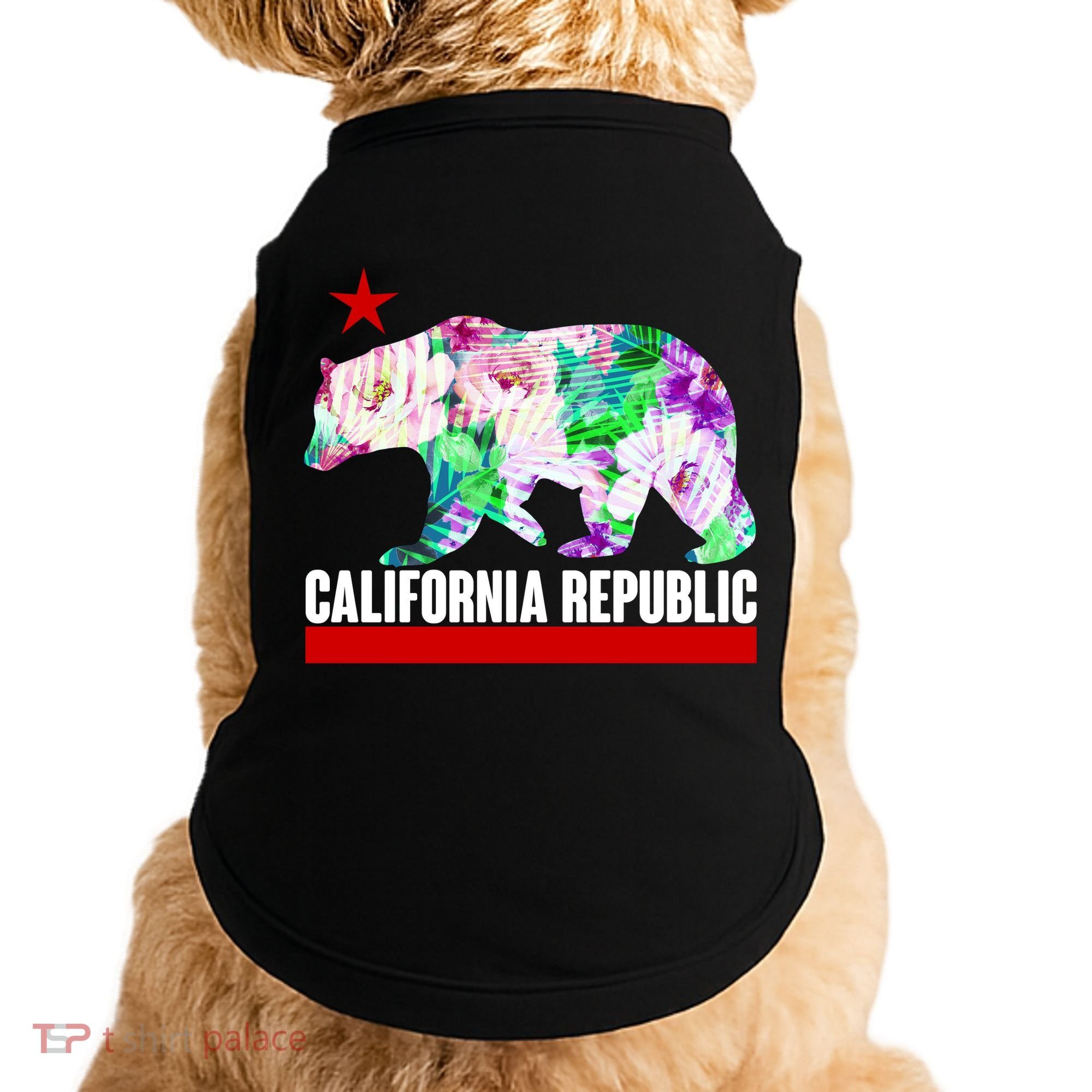 Floral California Republic Bear Tropical Bear Doggie Tank