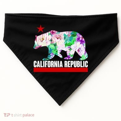 Floral California Republic Bear Tropical Bear USA-Made Doggie Bandana