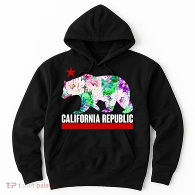 Floral California Republic Bear Tropical Bear Hoodie
