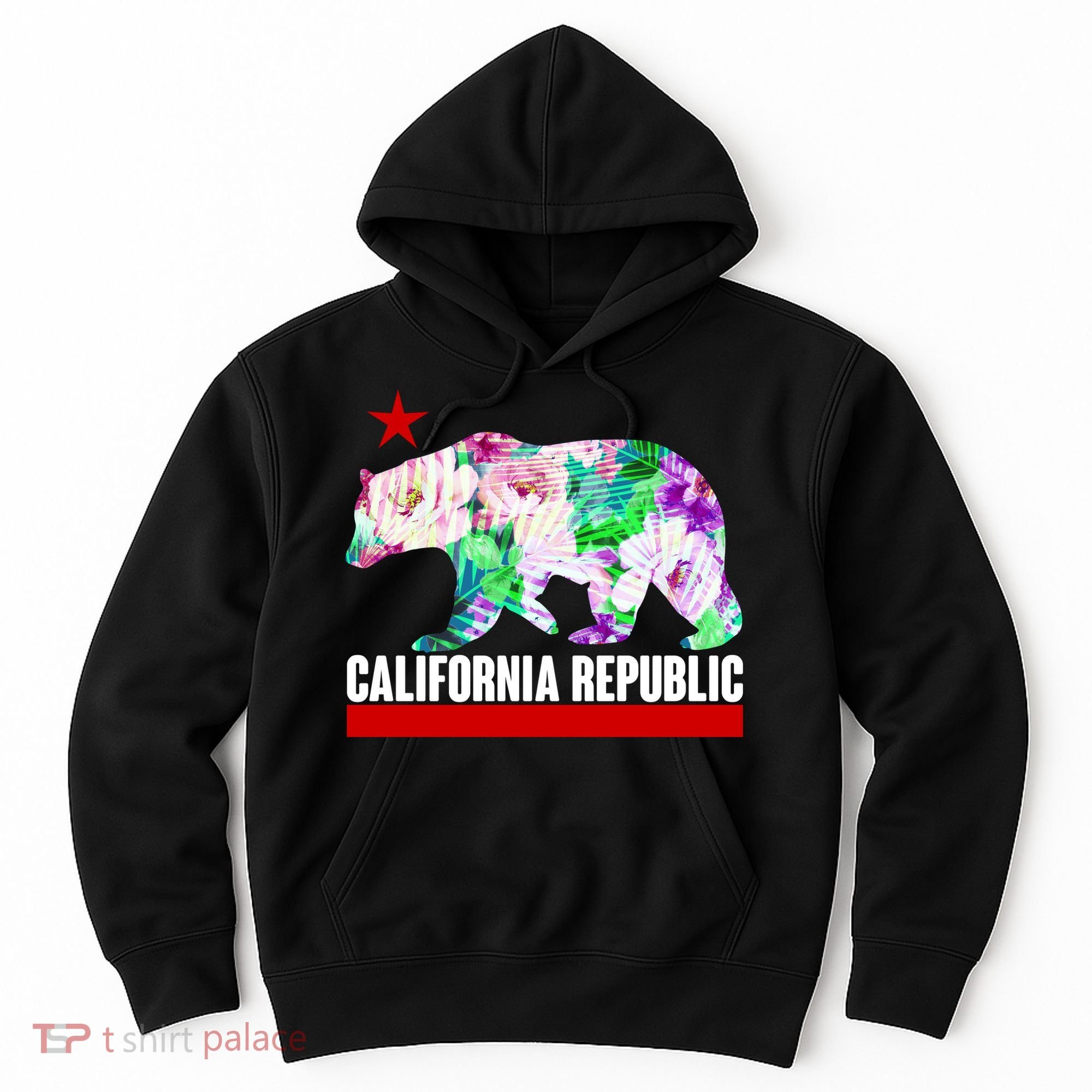 Floral California Republic Bear Tropical Bear Hoodie