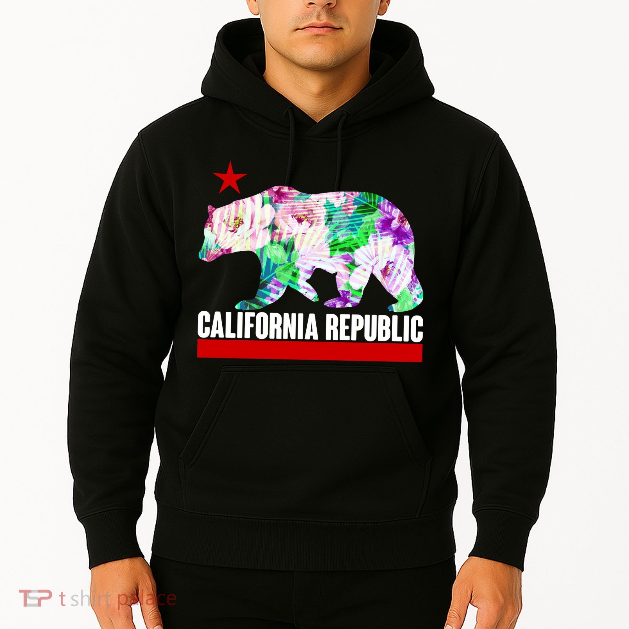Floral California Republic Bear Tropical Bear Hoodie