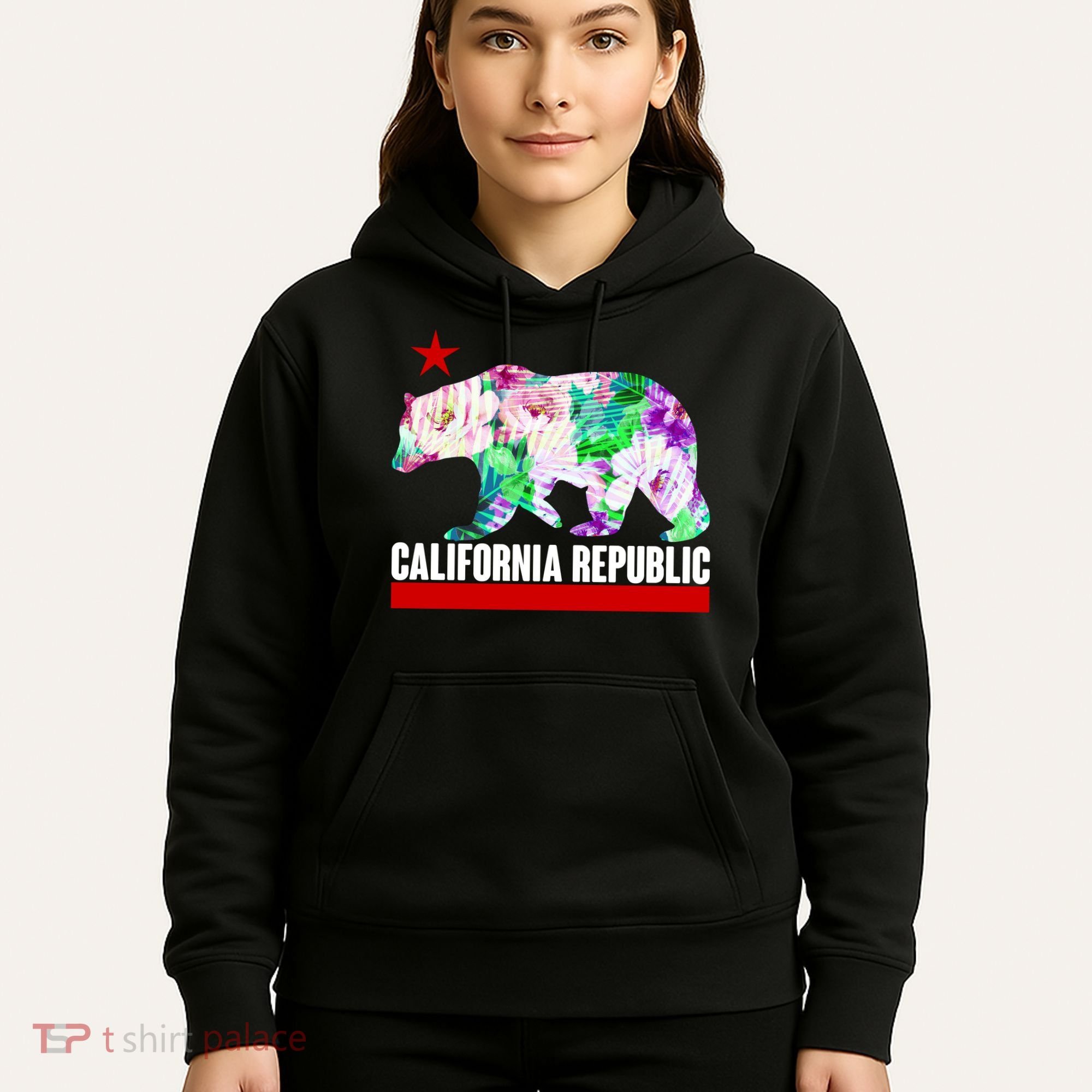 Floral California Republic Bear Tropical Bear Hoodie