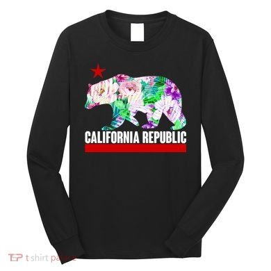Floral California Republic Bear Tropical Bear Long Sleeve Shirt