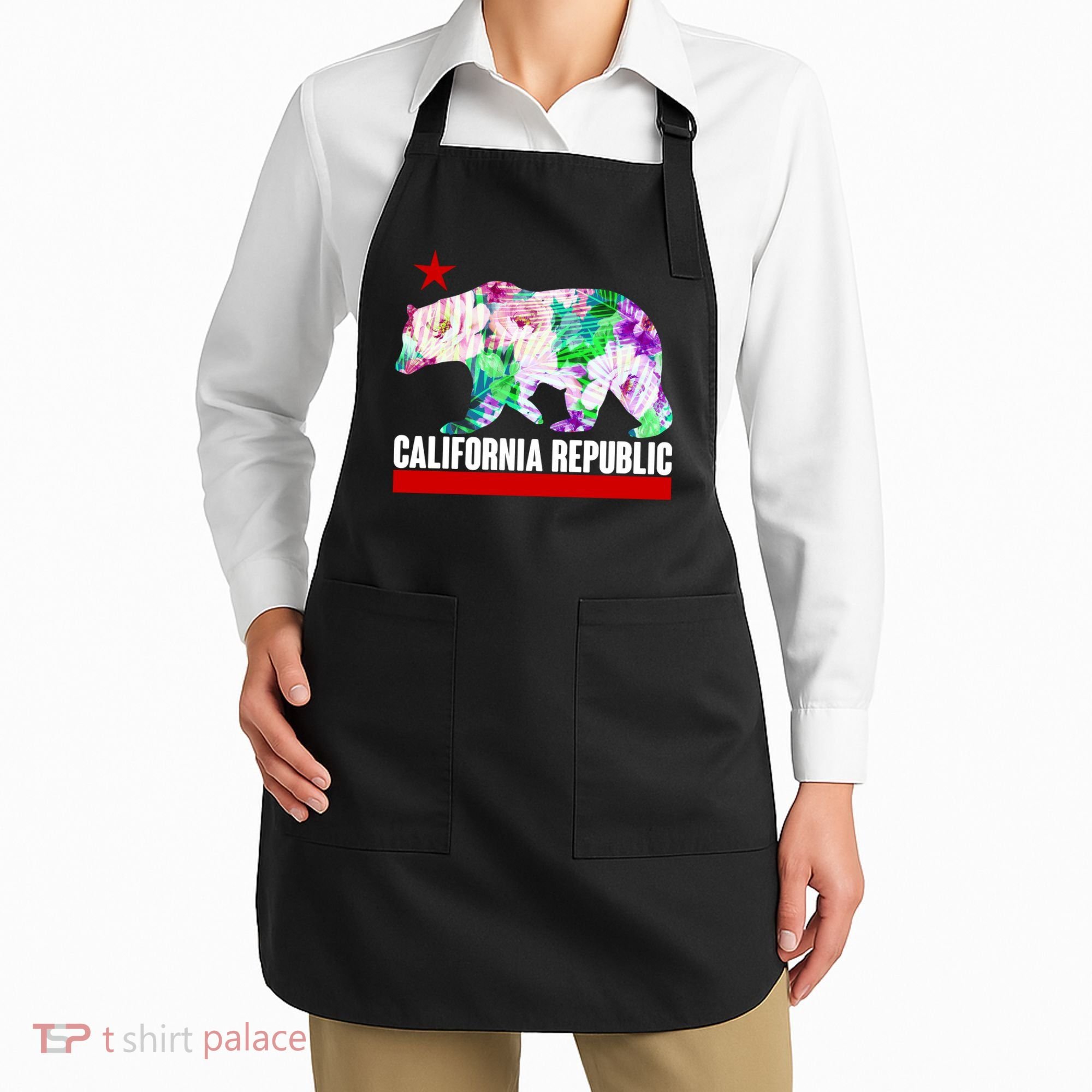 Floral California Republic Bear Tropical Bear Apron