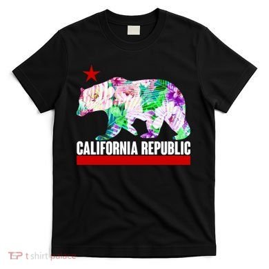 Floral California Republic Bear Tropical Bear T-Shirt