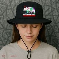 Floral California Republic Bear Tropical Bear Bucket Hat thumb 3