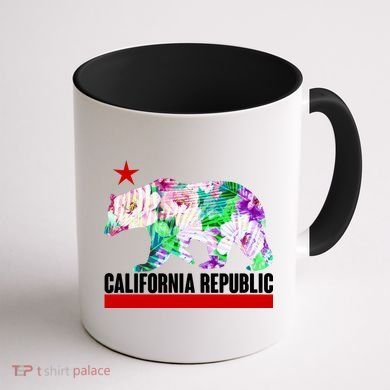 Floral California Republic Bear Tropical Bear Coffee Mug back