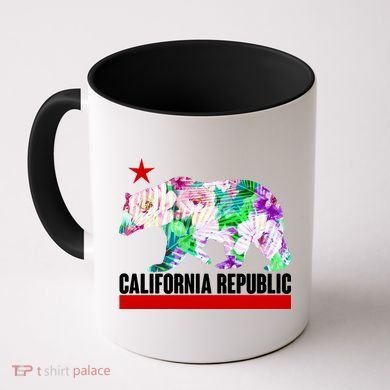 Floral California Republic Bear Tropical Bear Coffee Mug