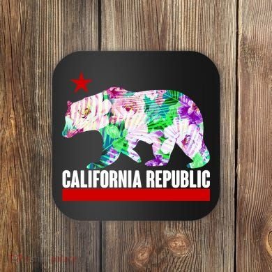 Floral California Republic Bear Tropical Bear Coaster
