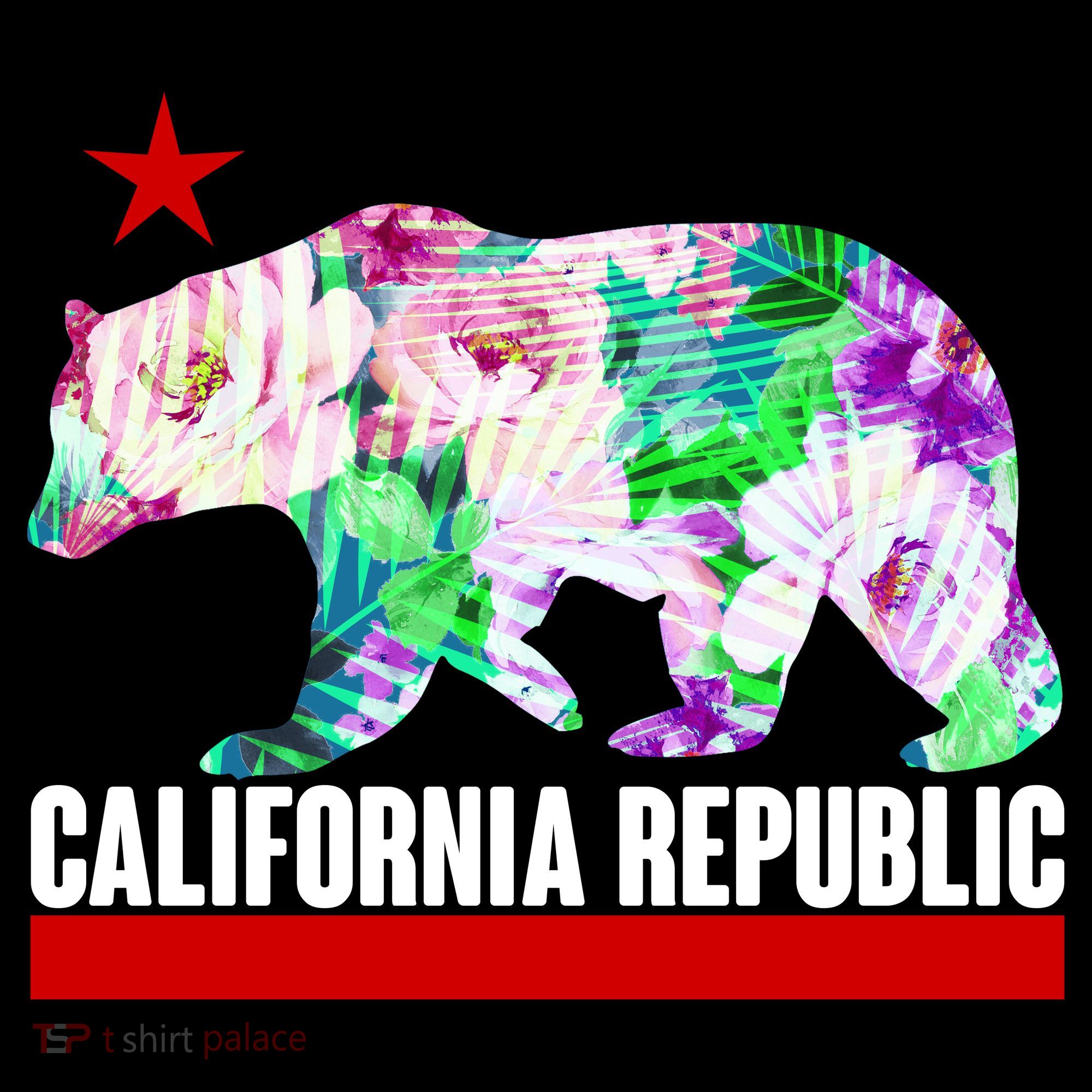 Floral California Republic Bear Tropical Bear Coaster