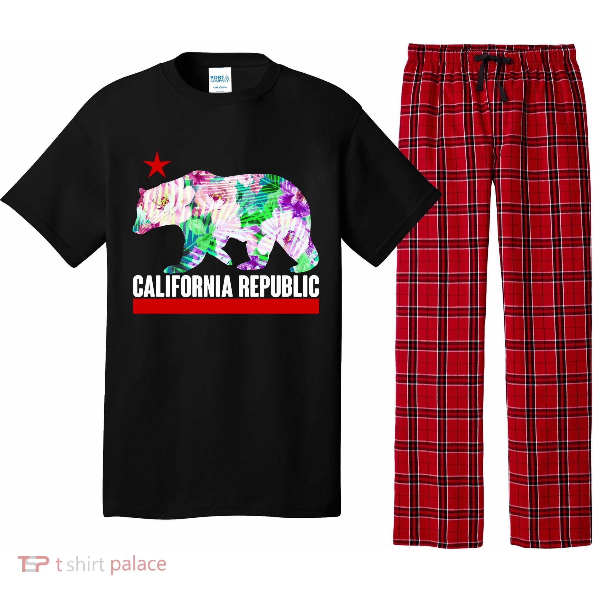 Floral California Republic Bear Tropical Bear Pajama Set