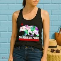 Floral California Republic Bear Tropical Bear Women's Tank Top thumb 2