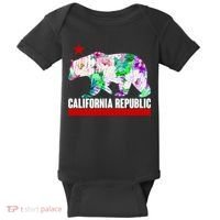 Floral California Republic Bear Tropical Bear Baby Bodysuit thumb 0