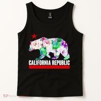 Floral California Republic Bear Tropical Bear Tank Top thumb 2