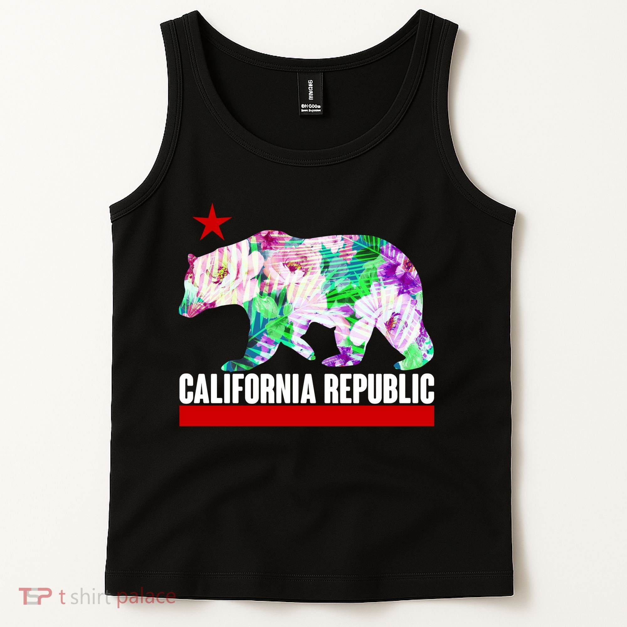 Floral California Republic Bear Tropical Bear Tank Top
