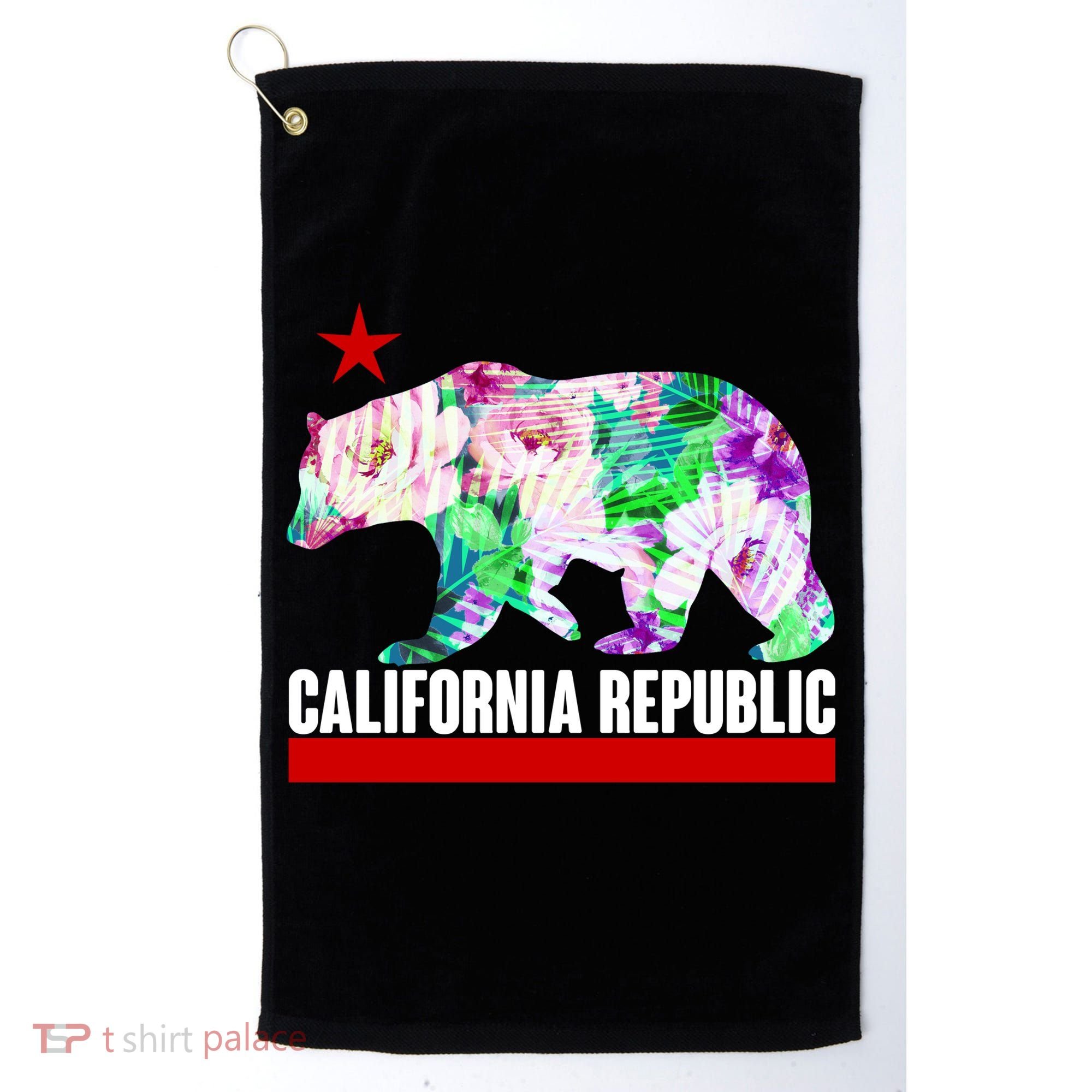 Floral California Republic Bear Tropical Bear Golf Towel