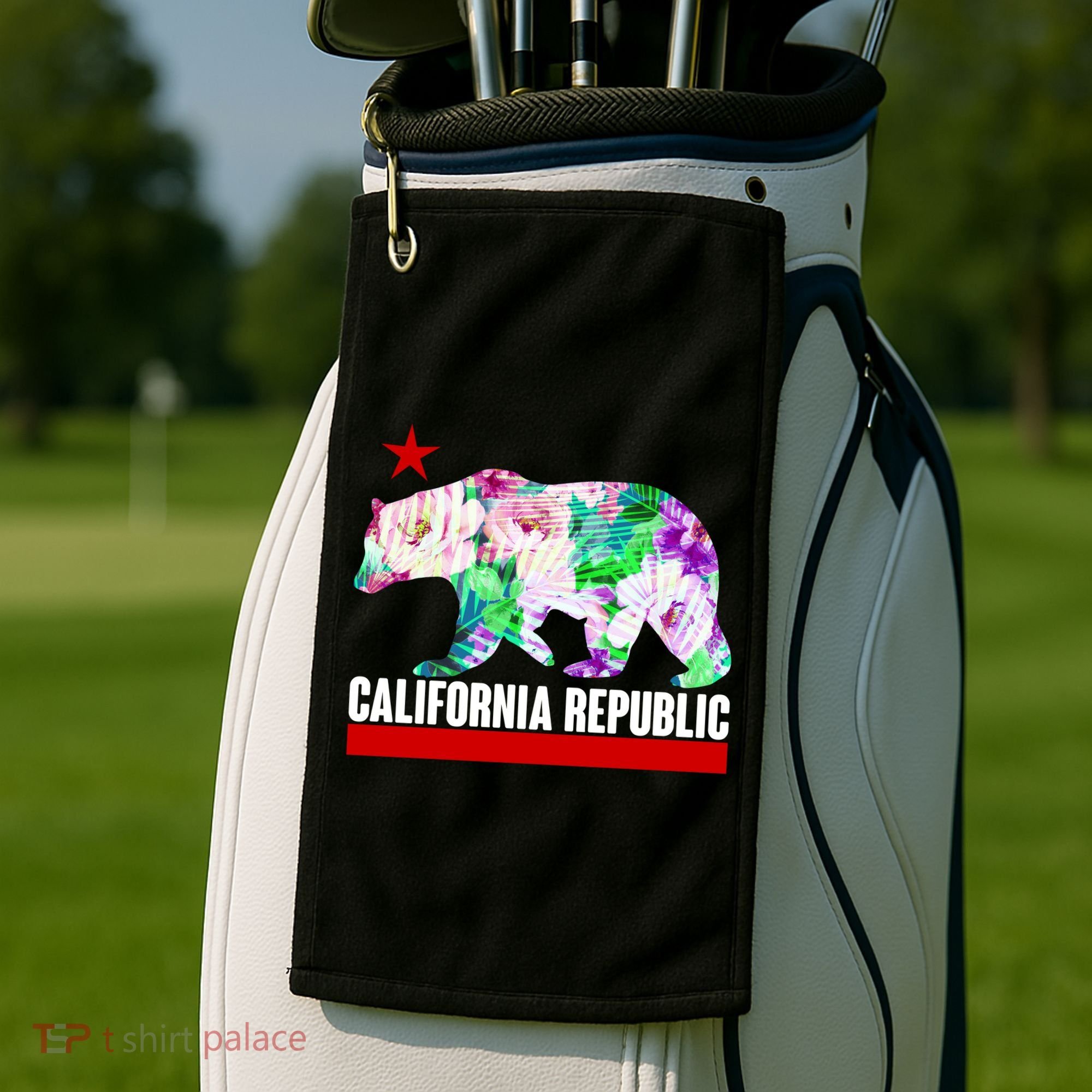 Floral California Republic Bear Tropical Bear Golf Towel