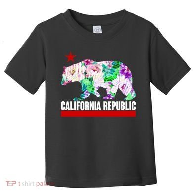 Floral California Republic Bear Tropical Bear Toddler T-Shirt