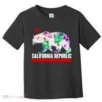 Floral California Republic Bear Tropical Bear Toddler T-Shirt thumb 0