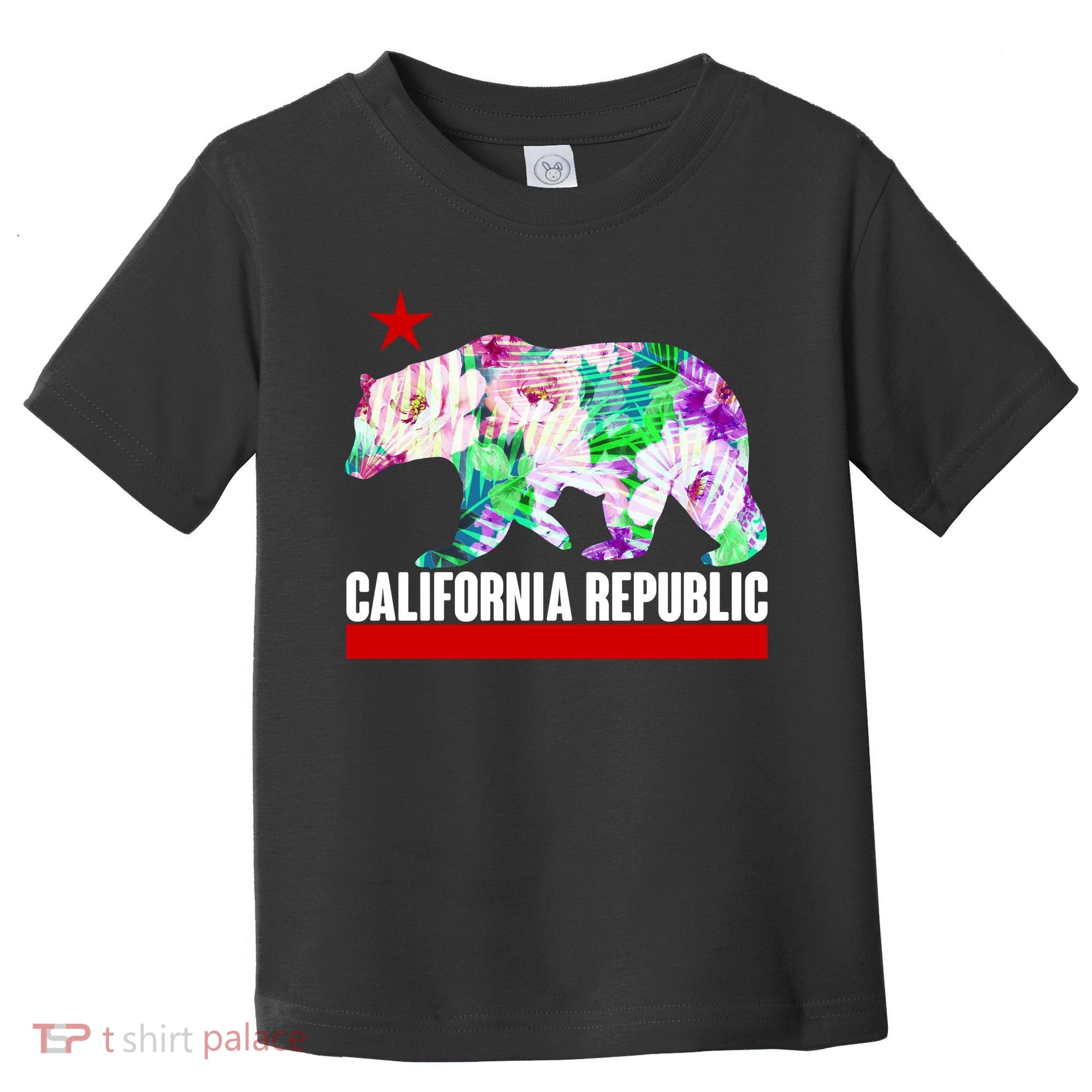 Floral California Republic Bear Tropical Bear Toddler T-Shirt