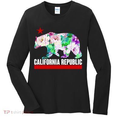 Floral California Republic Bear Tropical Bear Women's Long Sleeve Shirt