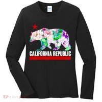Floral California Republic Bear Tropical Bear Women's Long Sleeve Shirt thumb 0
