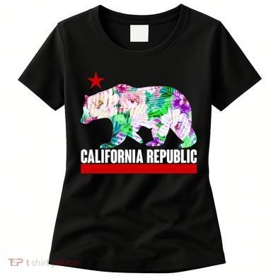 Floral California Republic Bear Tropical Bear Women's T-Shirt