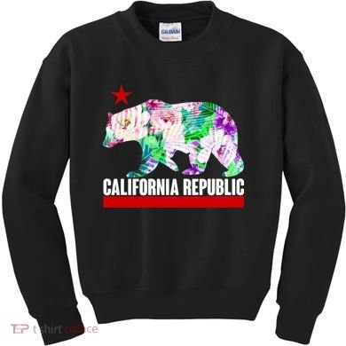 Floral California Republic Bear Tropical Bear Kids Sweatshirt