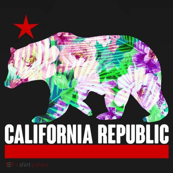 Floral California Republic Bear Tropical Bear Kids Sweatshirt