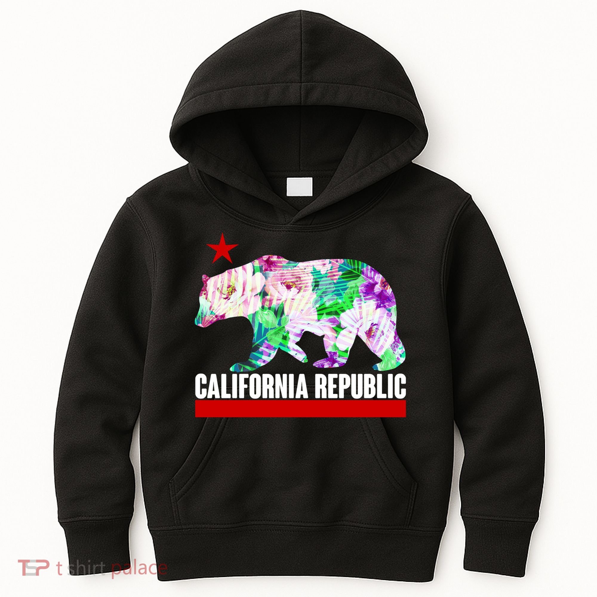 Floral California Republic Bear Tropical Bear Kids Hoodie