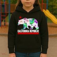 Floral California Republic Bear Tropical Bear Kids Hoodie thumb 3