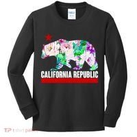 Floral California Republic Bear Tropical Bear Kids Long Sleeve Shirt thumb 0