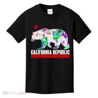 Floral California Republic Bear Tropical Bear Kids T-Shirt thumb 0