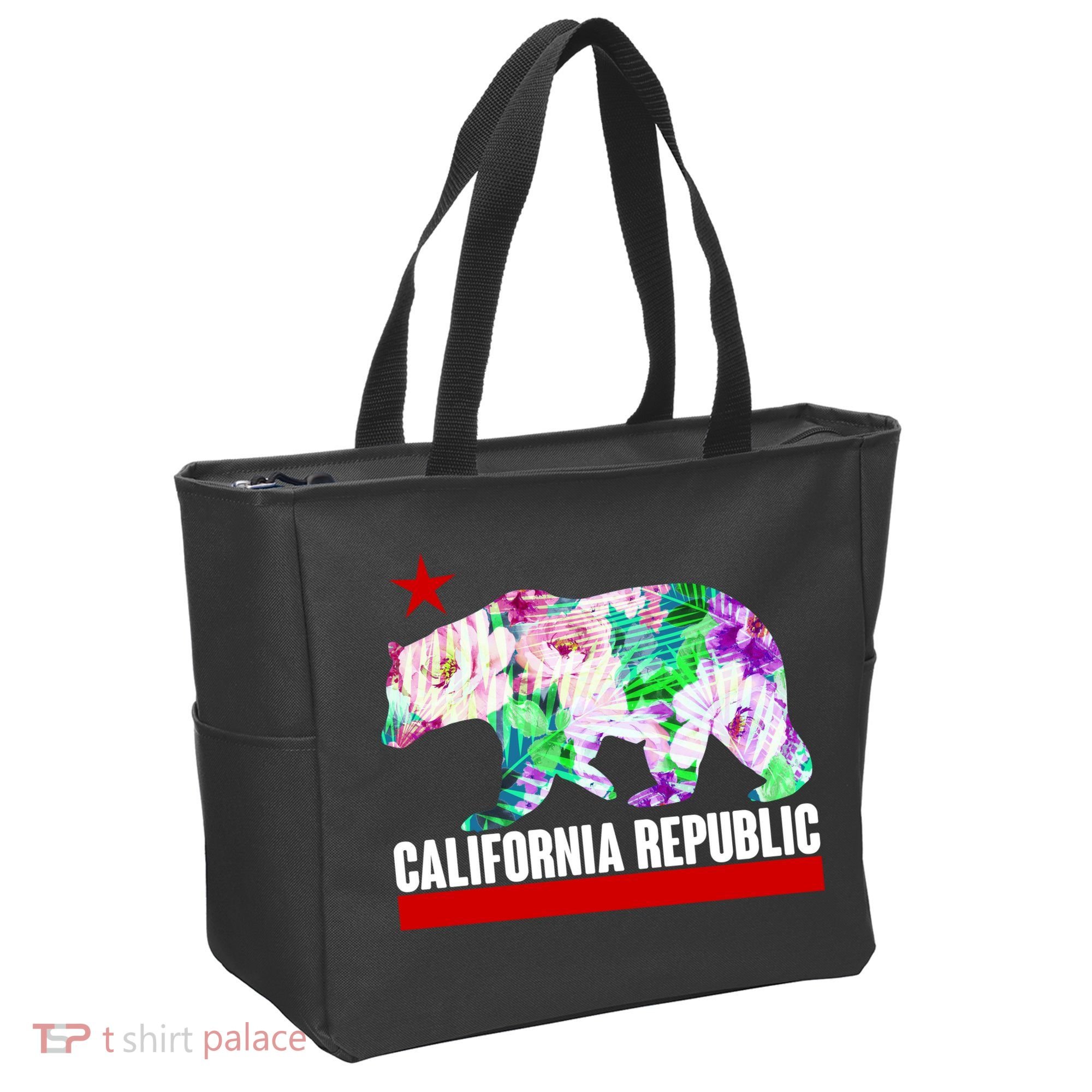 Floral California Republic Bear Tropical Bear Tote Bag