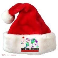 Floral California Republic Bear Tropical Bear Santa Hat thumb 0