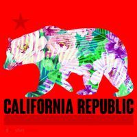 Floral California Republic Bear Tropical Bear Santa Hat thumb 1