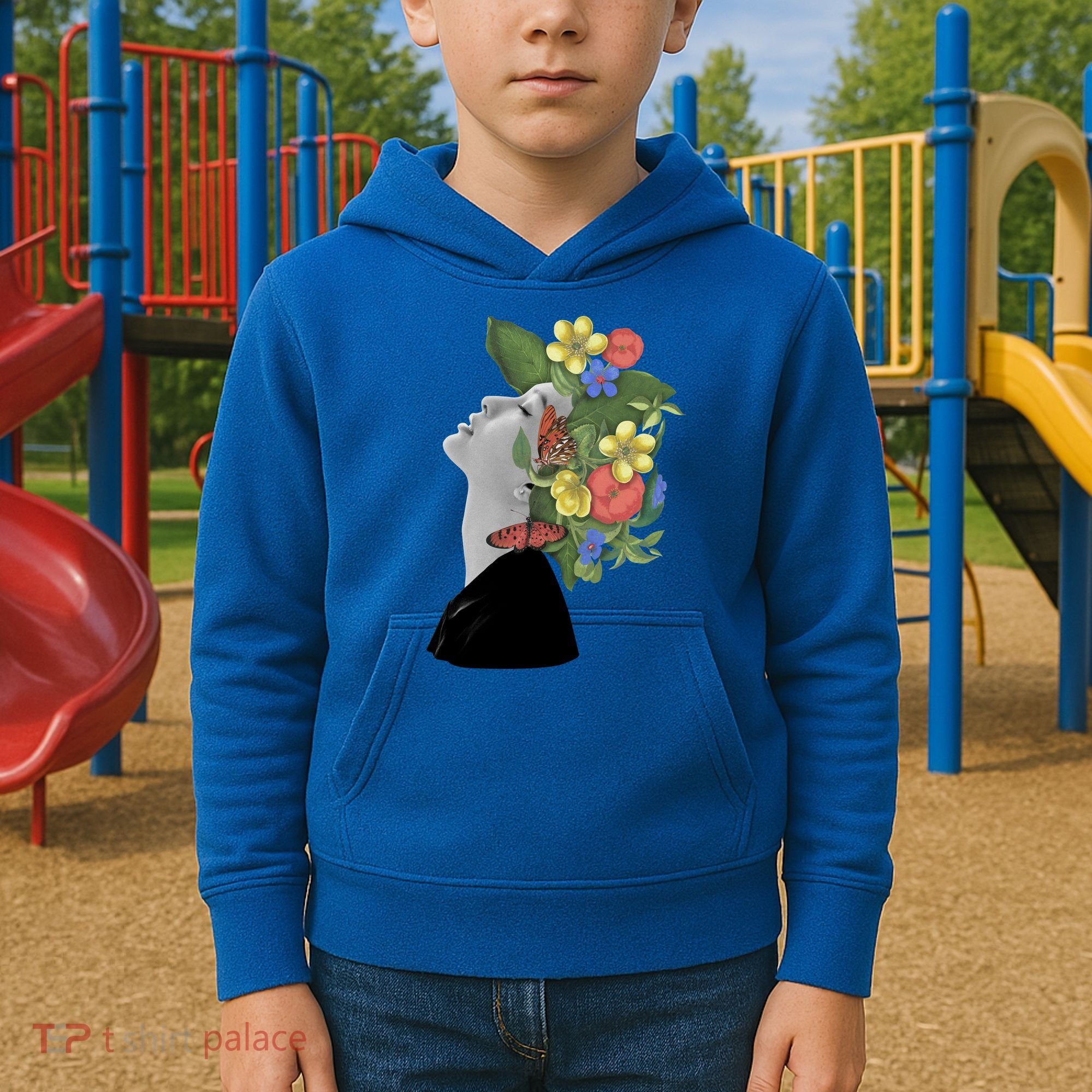 Floral Hat Art Kids Hoodie