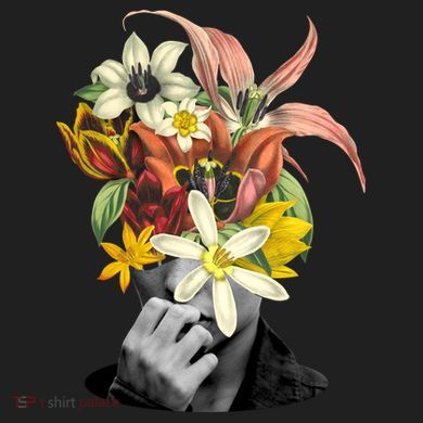 Floral Head Art Crop Fleece Hoodie