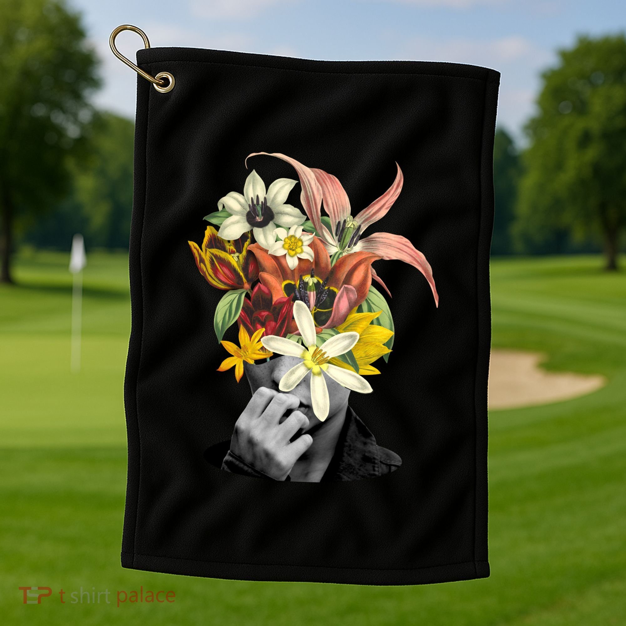 Floral Head Art Golf Towel