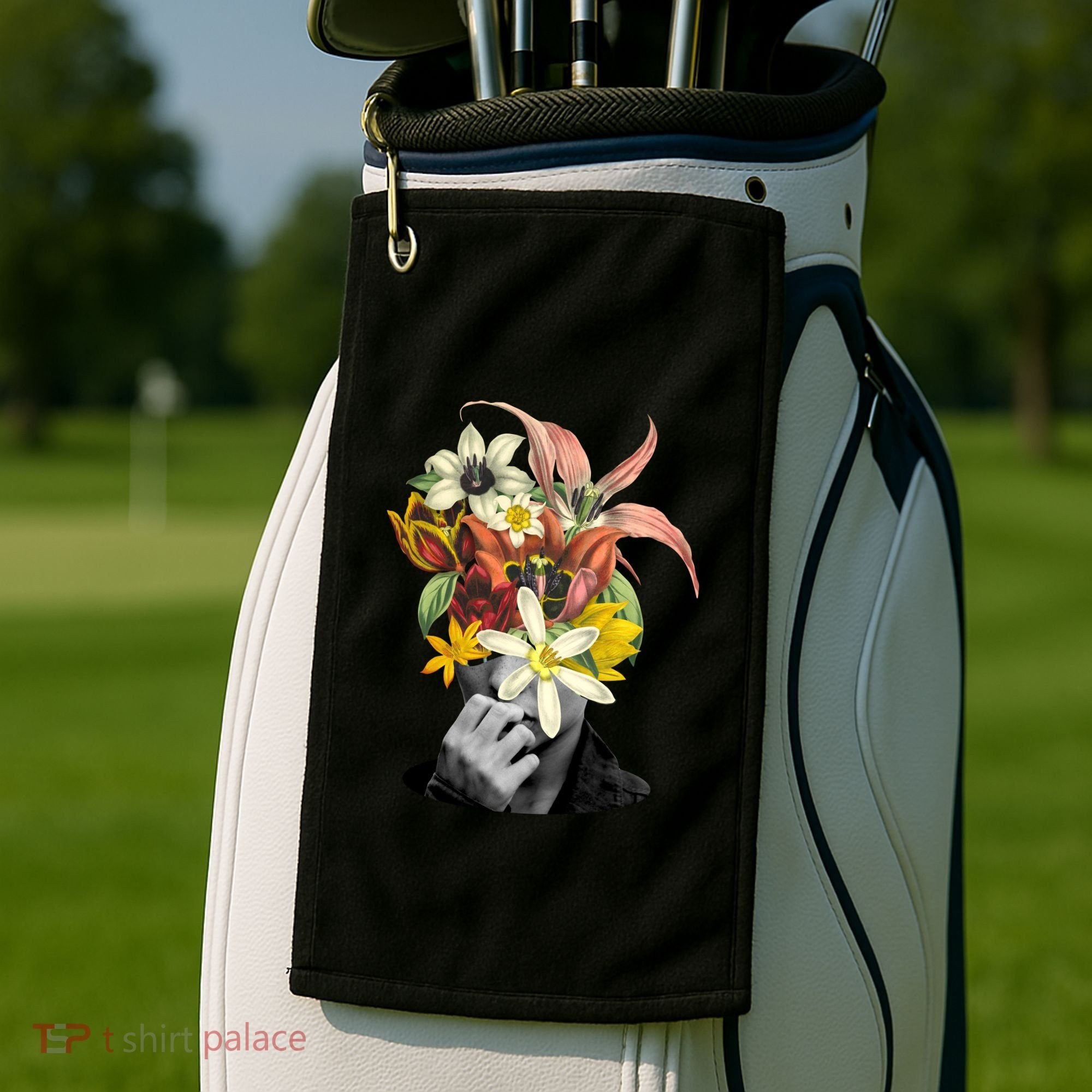 Floral Head Art Golf Towel