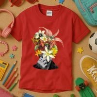 Floral Head Art Kids T-Shirt thumb 3