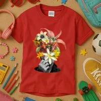 Floral Head Art Kids T-Shirt thumb 3