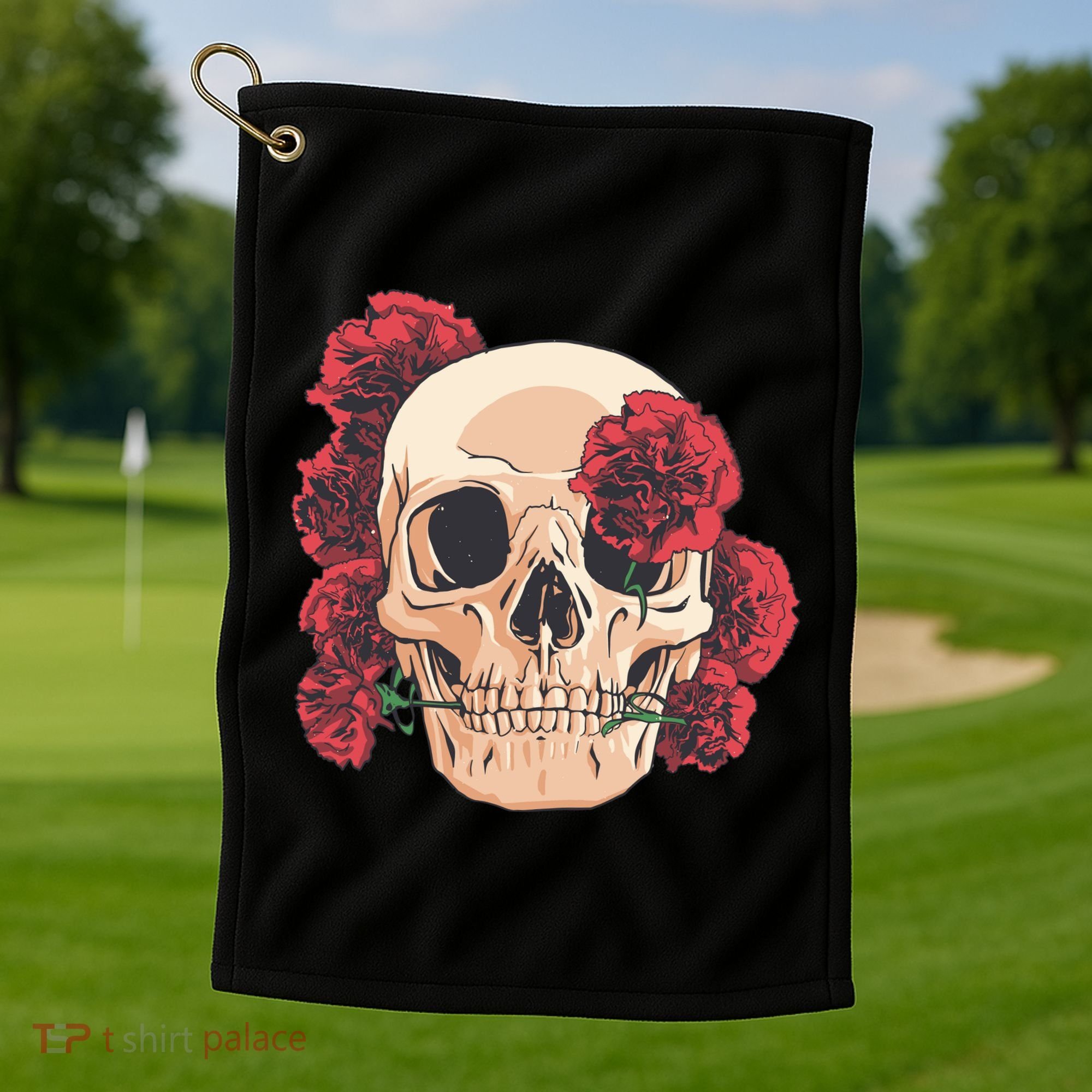 Floral Skull Golf Towel
