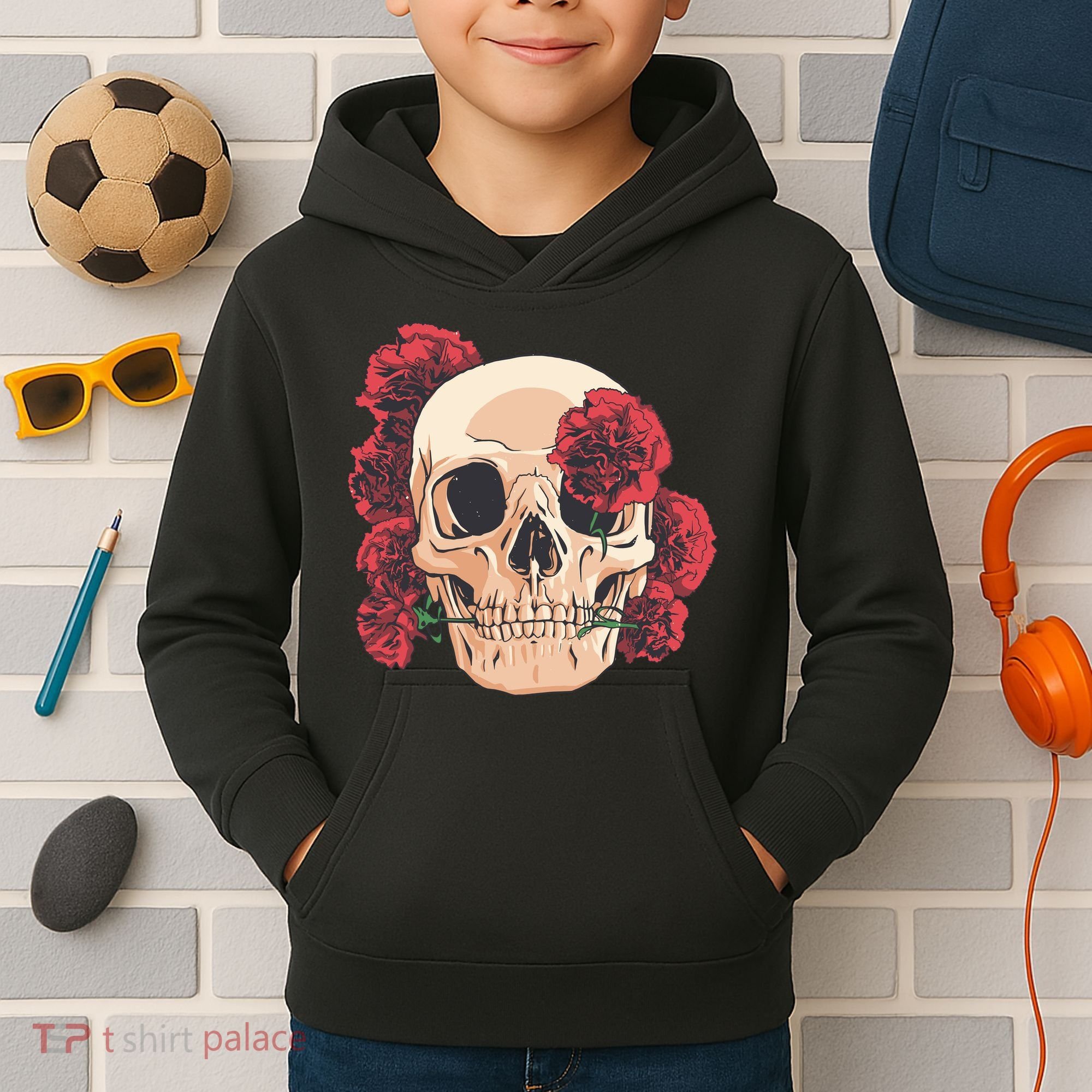 Floral Skull Kids Hoodie