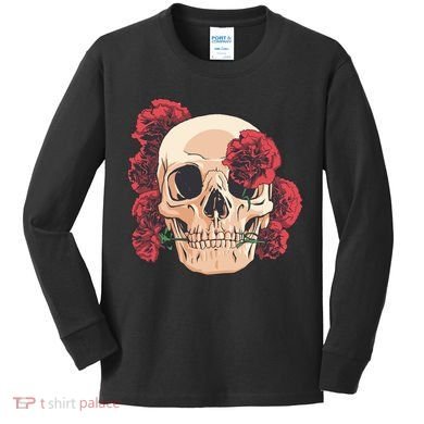 Floral Skull Kids Long Sleeve Shirt