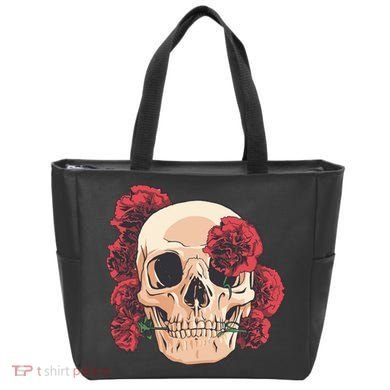 Floral Skull Tote Bag