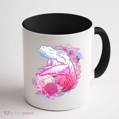 Floral T-Rex Coffee Mug back