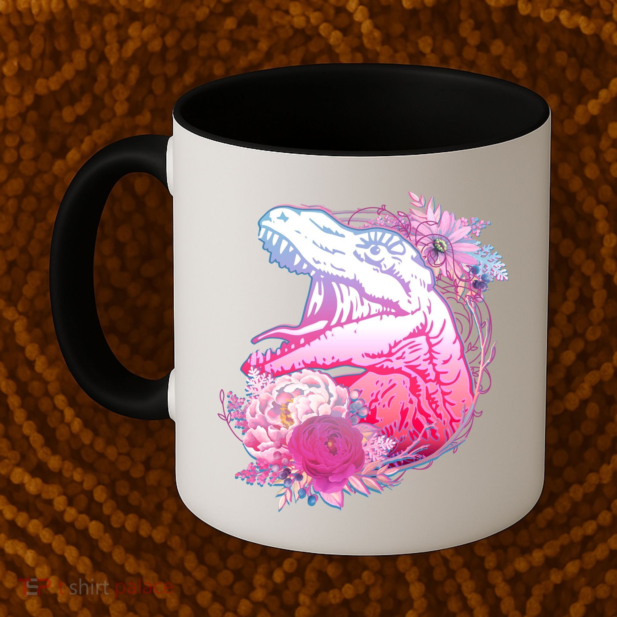 Floral T-Rex Coffee Mug