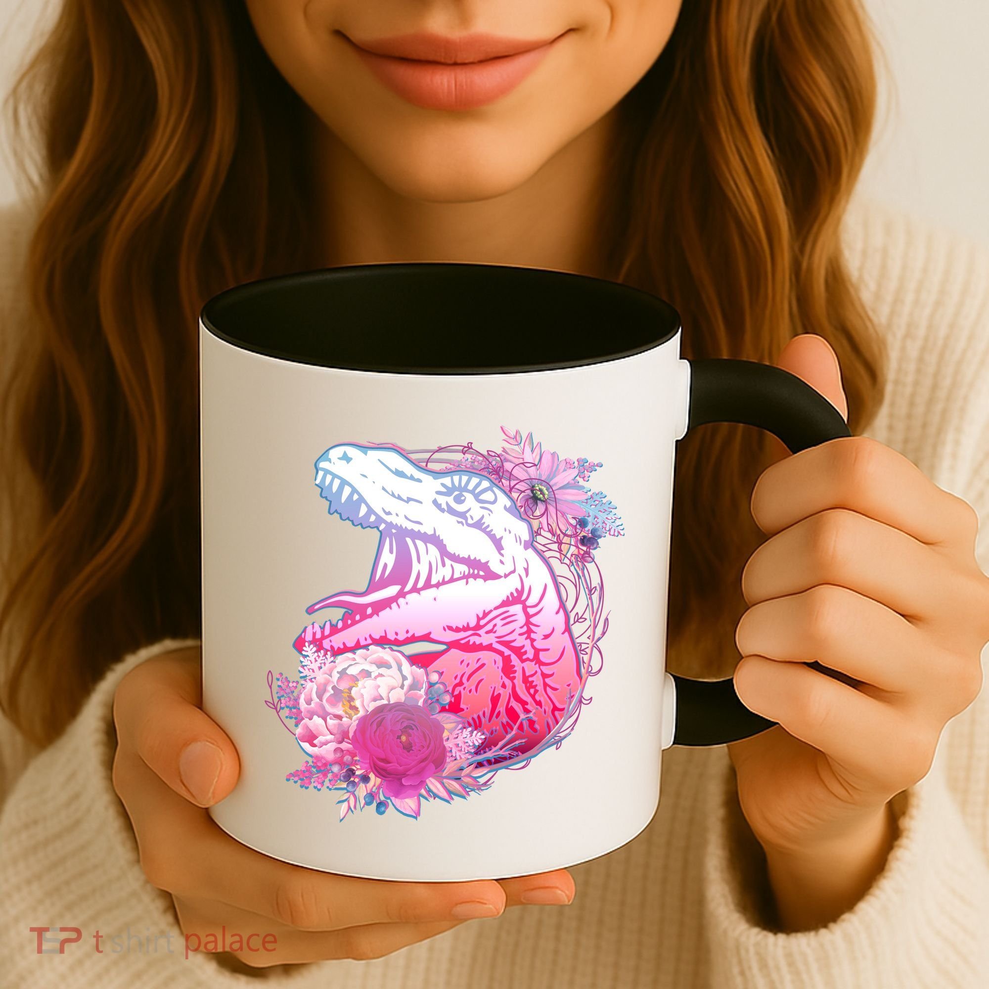 Floral T-Rex Coffee Mug