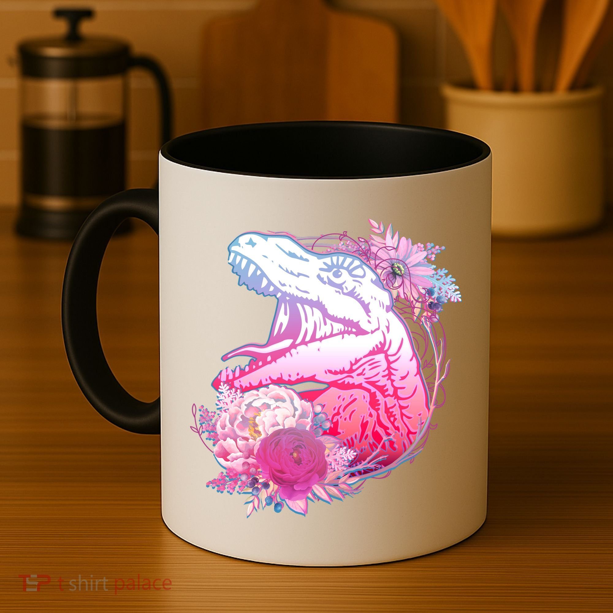 Floral T-Rex Coffee Mug
